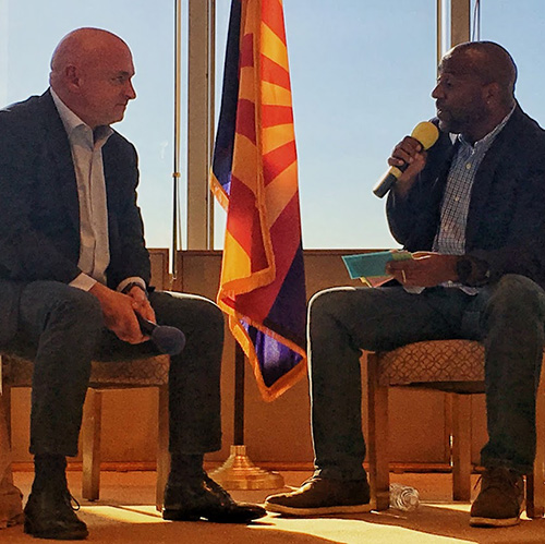 Brent Whiting interviewing Mark Kelly